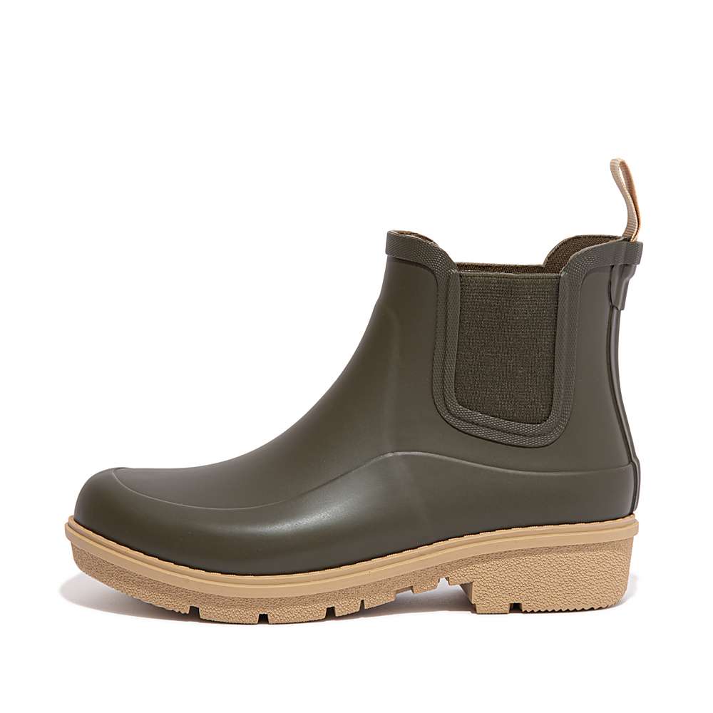 Bottes de Pluie Fitflop WONDERWELLY Contrast-Sole Chelsea Femme Vert Olive | NWB-615427