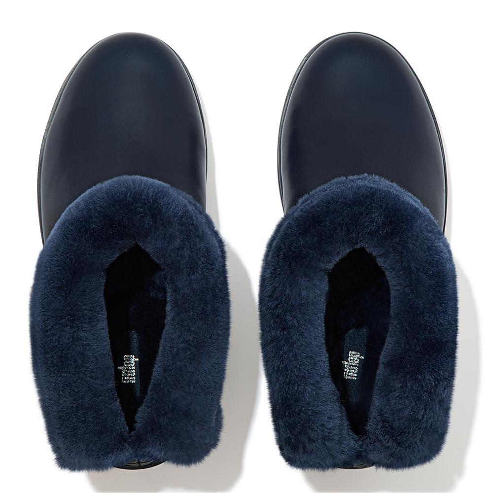 Bottines Fitflop MUKLUK SHORTY Waterproof Shearling-Lined Femme Bleu Marine | RUB-914573