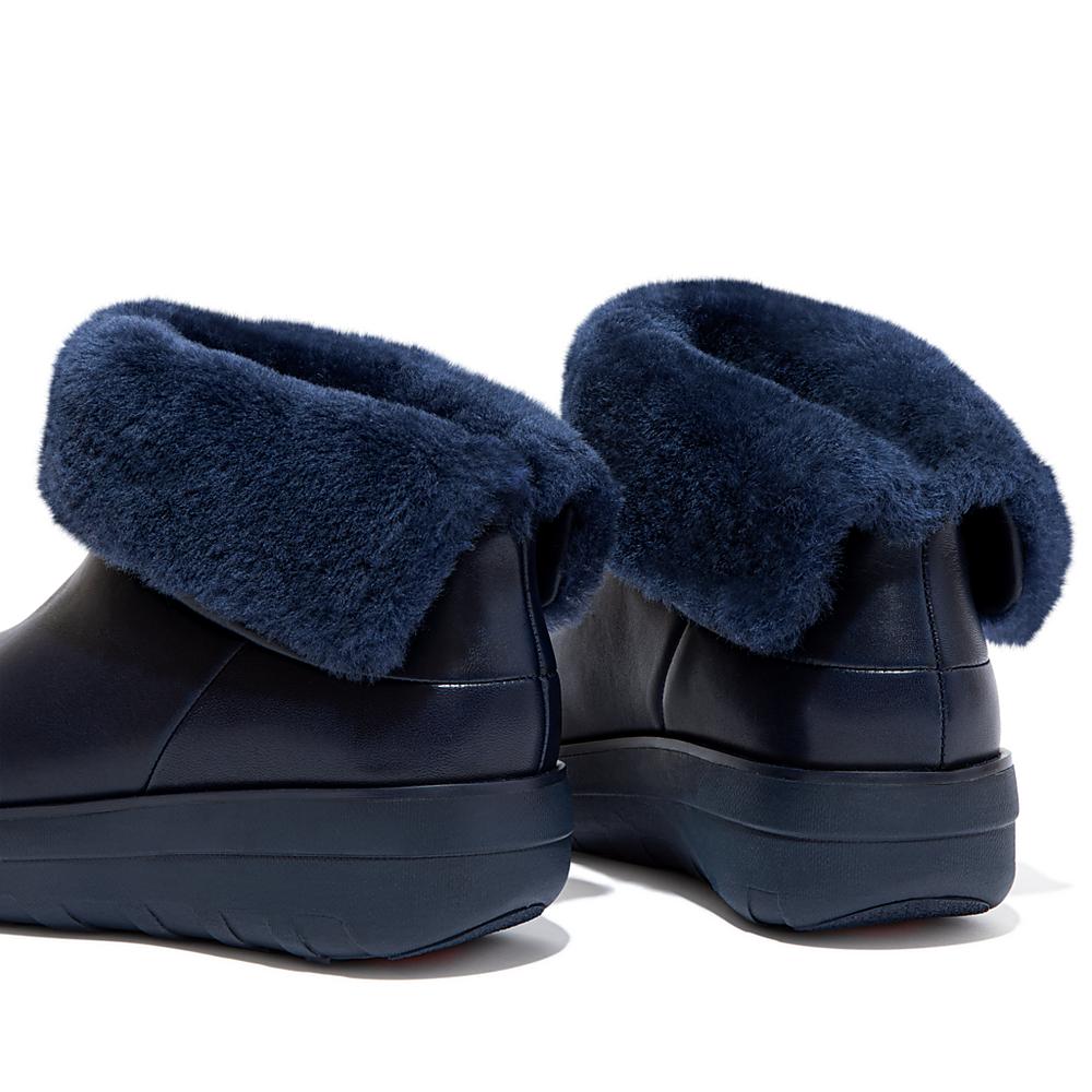 Bottines Fitflop MUKLUK SHORTY Waterproof Shearling-Lined Femme Bleu Marine | RUB-914573