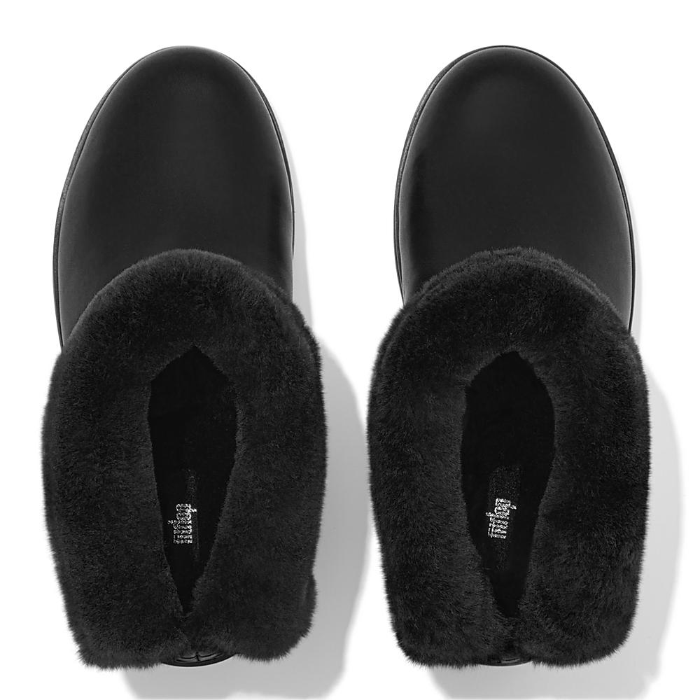 Bottines Fitflop MUKLUK SHORTY Waterproof Shearling-Lined Femme Noir | XYE-573149