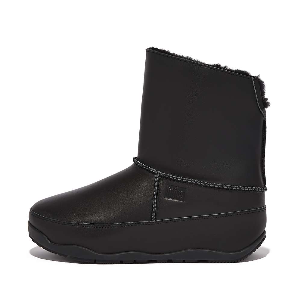 Bottines Fitflop Original MUKLUK SHORTY Shearling-Lined Leather Femme Noir | SVX-698514