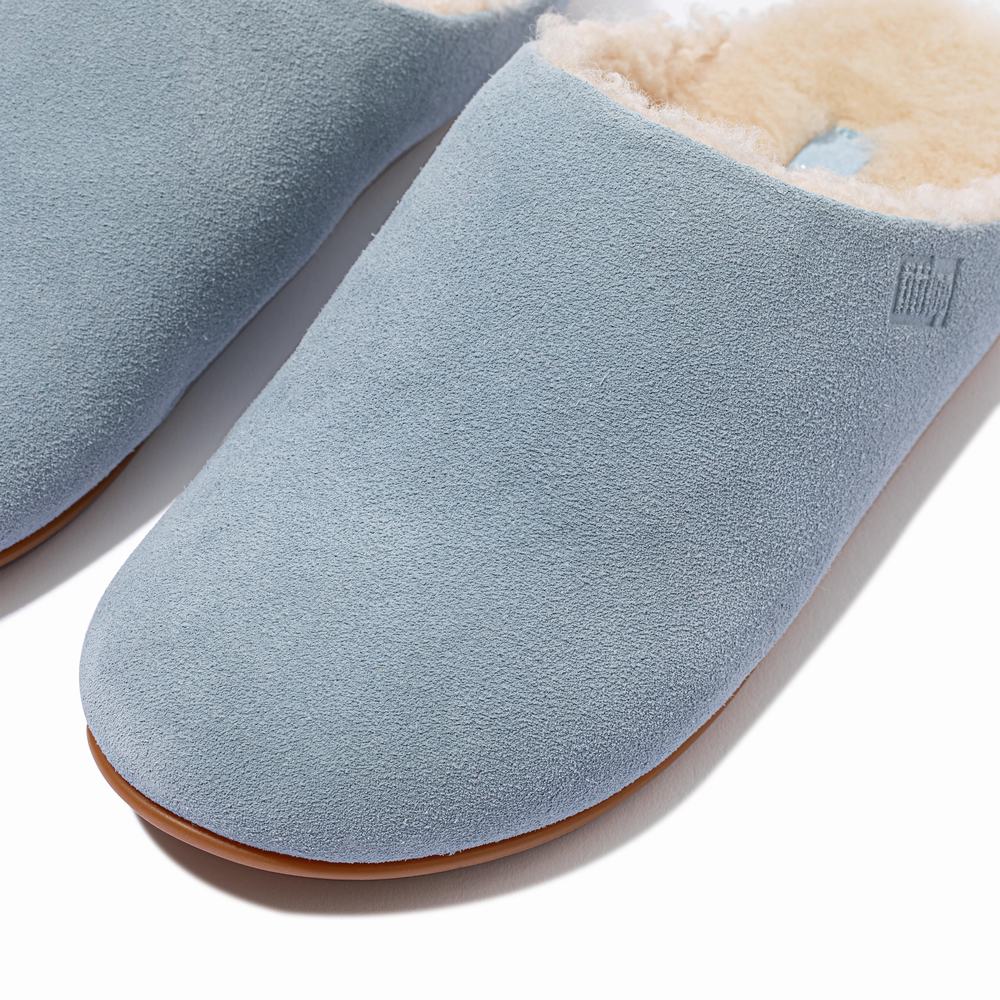 Chaussons Fitflop CHRISSIE Curly Shearling Suede Femme Bleu | PXS-206491