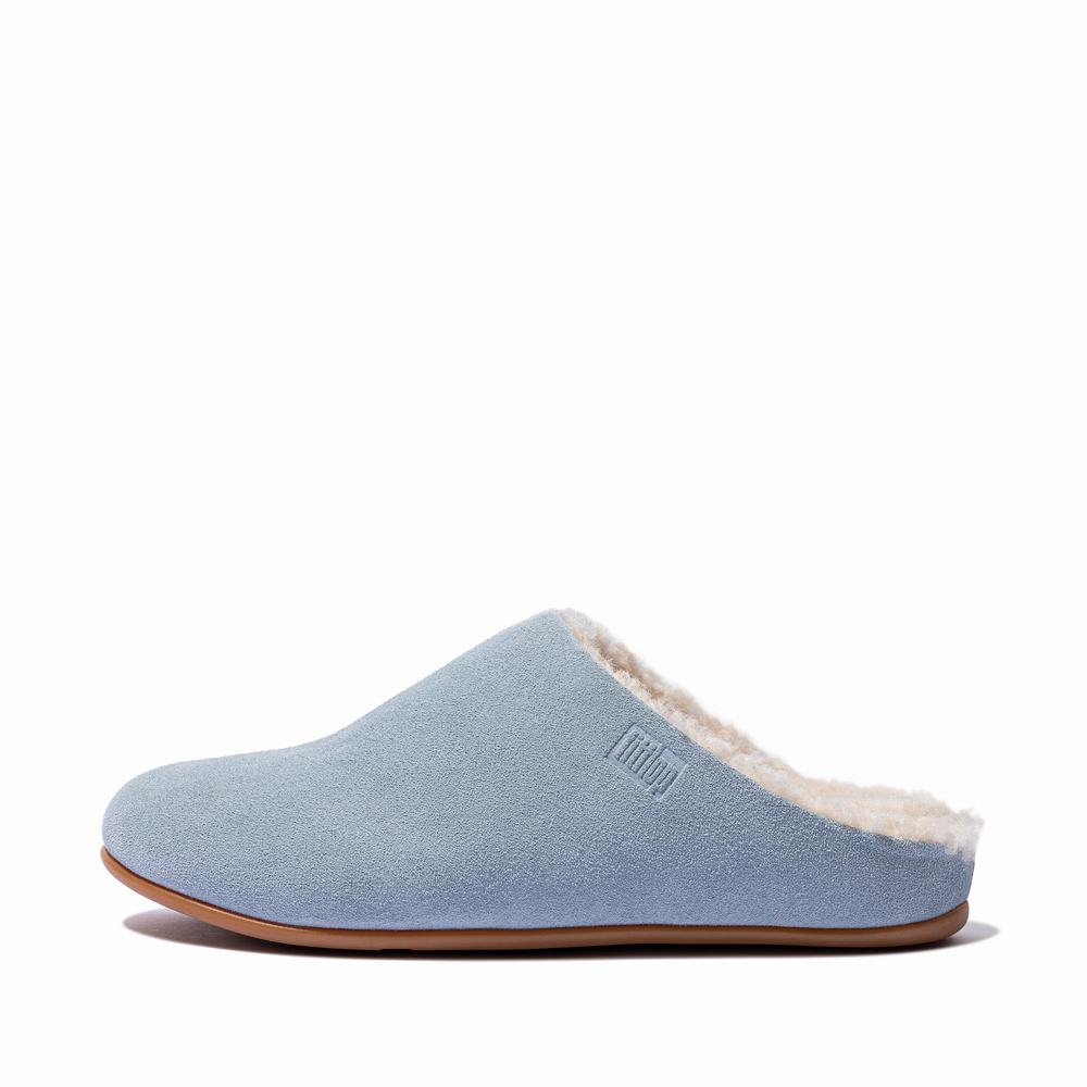 Chaussons Fitflop CHRISSIE Curly Shearling Suede Femme Bleu | PXS-206491