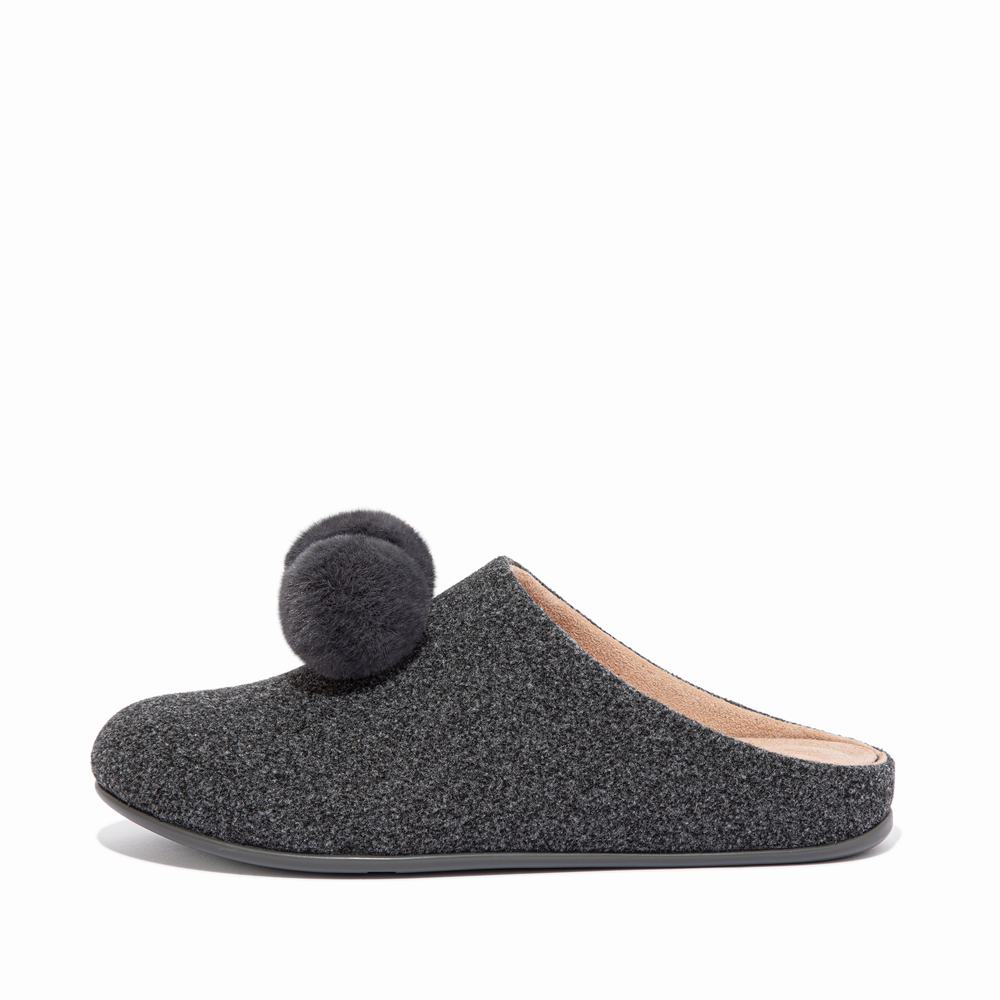 Chaussons Fitflop CHRISSIE Pom-Pom Felt Femme Grise | ITU-624130