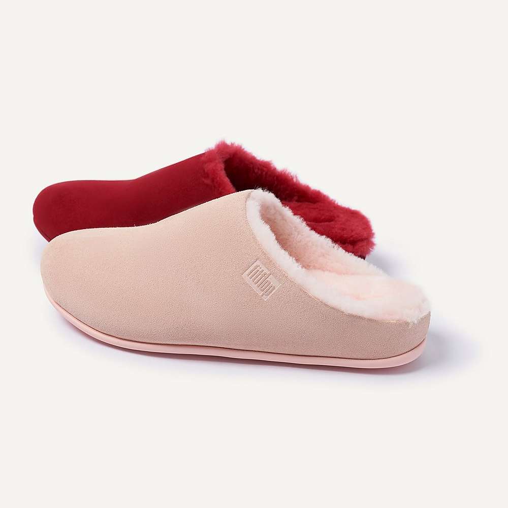 Chaussons Fitflop CHRISSIE Shearling-Lined Suede Femme Rose | QNM-427815