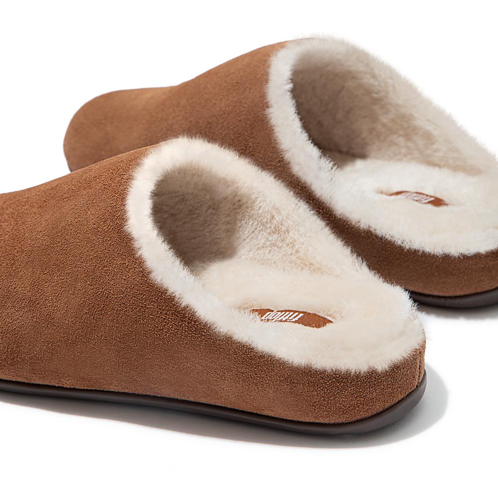 Chaussons Fitflop CHRISSIE Shearling Suede Femme Marron | KCV-706438