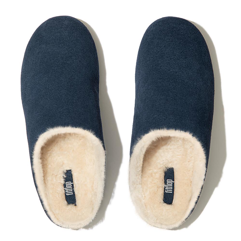 Chaussons Fitflop CHRISSIE Shearling Suede Femme Bleu Marine | PXR-478160