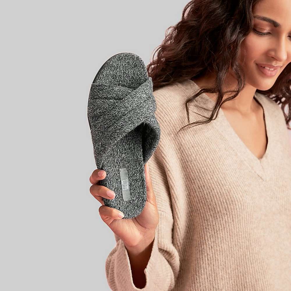 Chaussons Fitflop GRACIE E01 Merino Laine-Mix Cross Femme Grise | KFD-367589