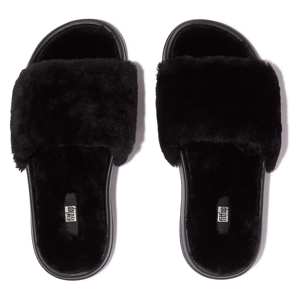 Chaussons Fitflop IQUSHION Shearling Femme Noir | KQY-362917