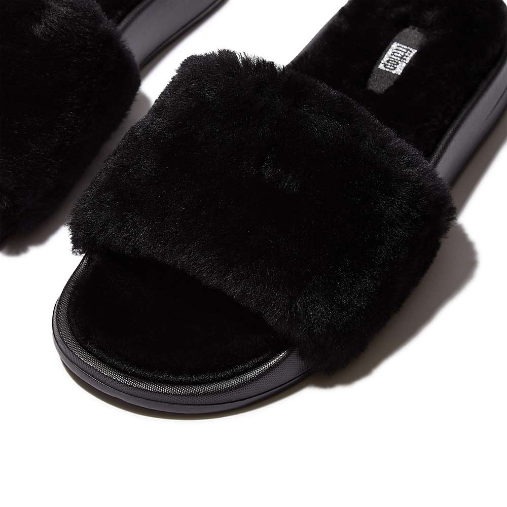 Chaussons Fitflop IQUSHION Shearling Femme Noir | KQY-362917