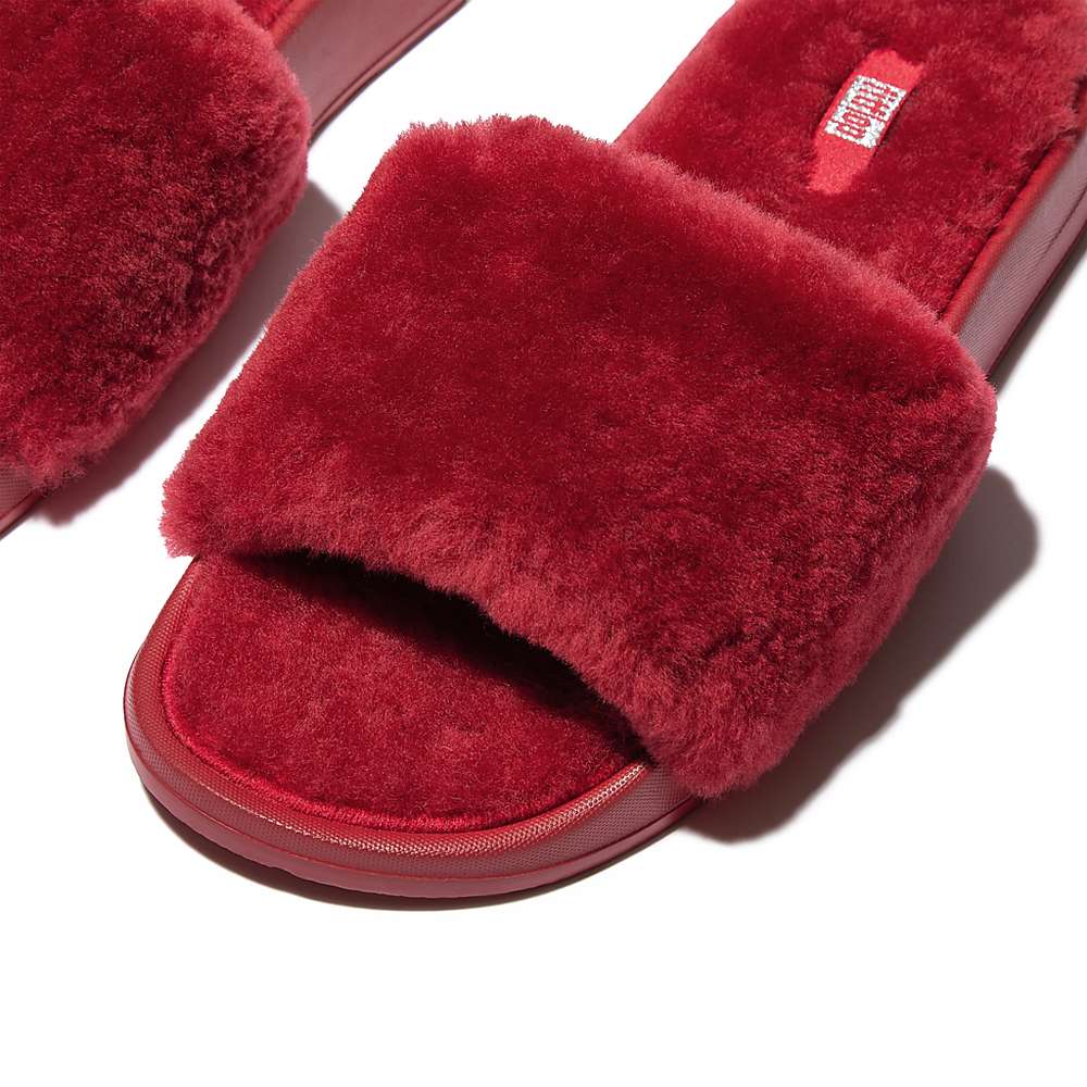 Chaussons Fitflop IQUSHION Shearling Femme Rouge | VFG-214370