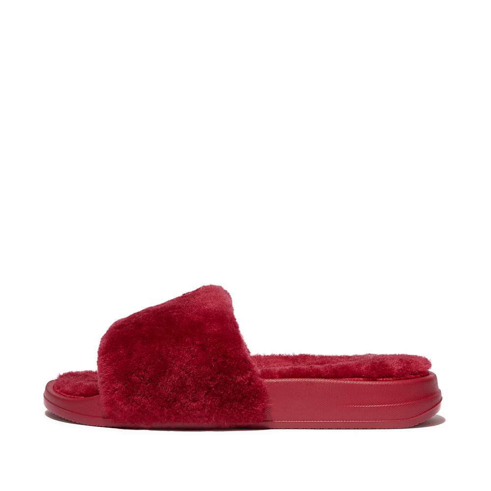 Chaussons Fitflop IQUSHION Shearling Femme Rouge | VFG-214370