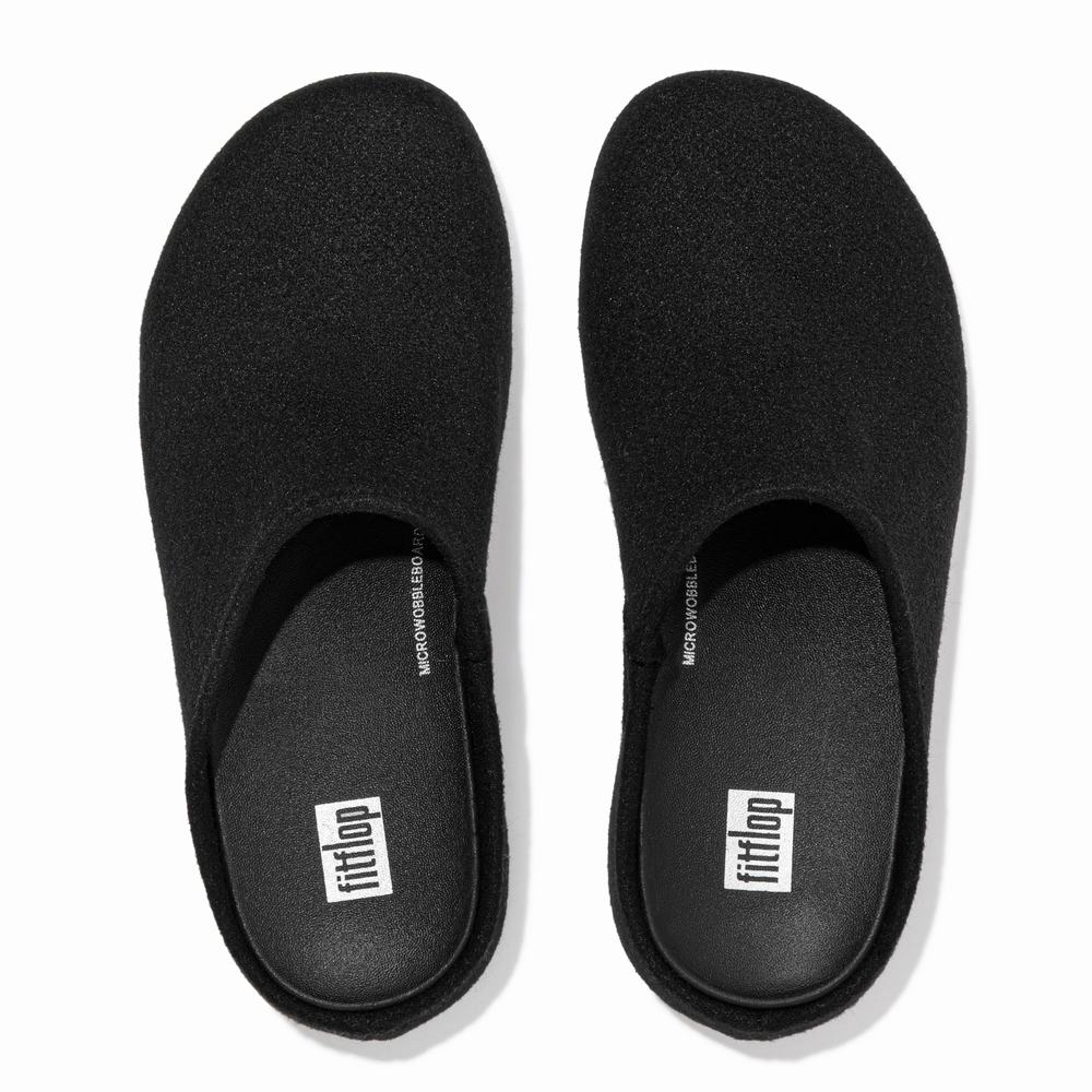 Chaussons Fitflop SHUV Cushy Felt Clog Femme Noir | EYM-840391