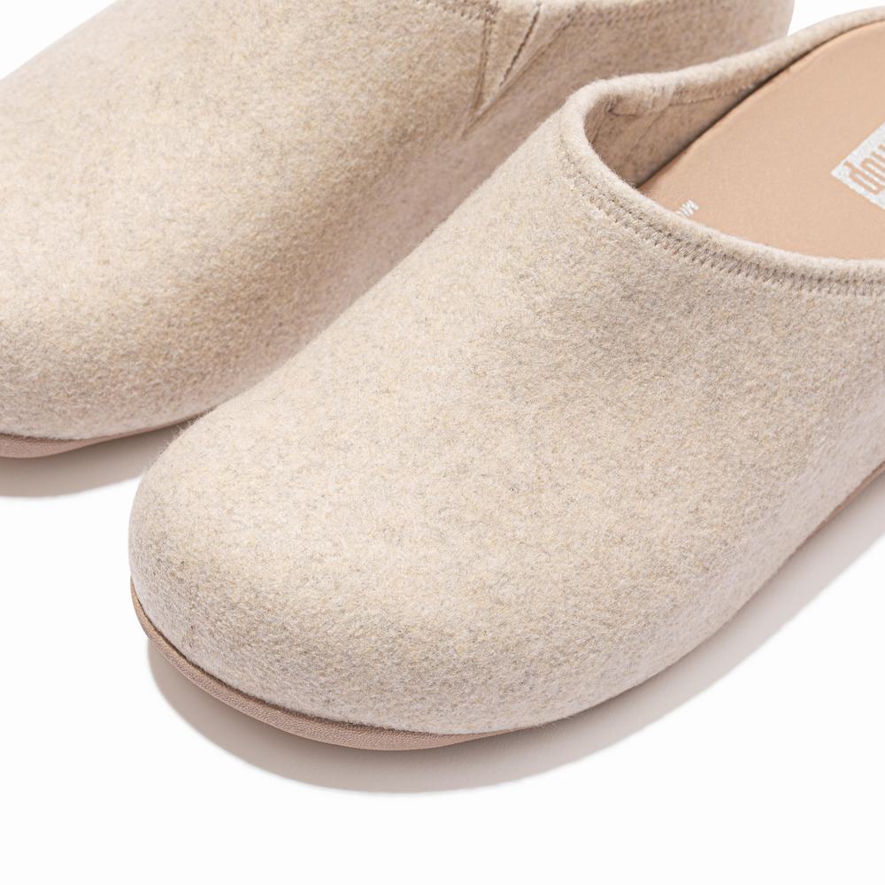 Chaussons Fitflop SHUV Cushy Felt Clog Femme Blanche | ZFN-163728