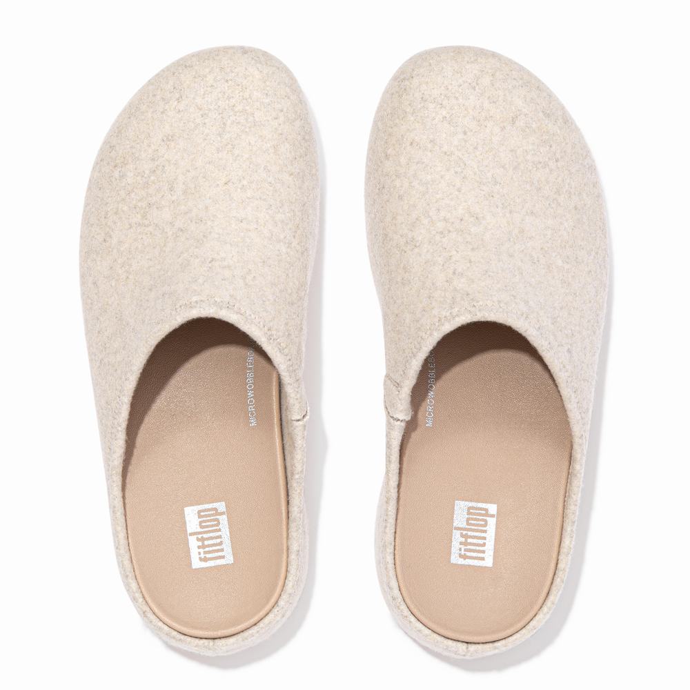 Chaussons Fitflop SHUV Cushy Felt Clog Femme Blanche | ZFN-163728