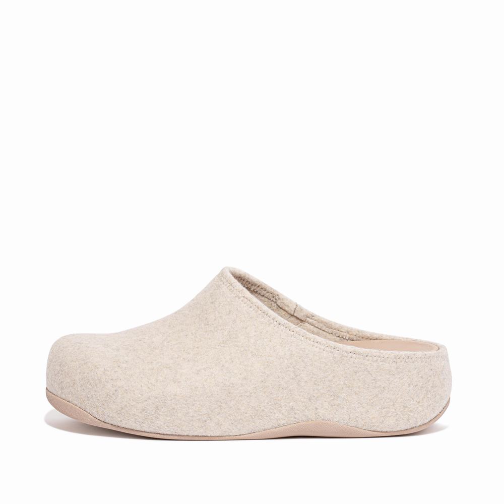 Chaussons Fitflop SHUV Cushy Felt Clog Femme Blanche | ZFN-163728