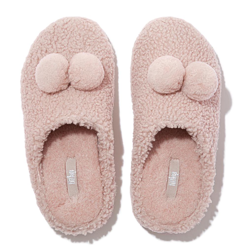 Chaussons Fitflop SHUV Pom-Pom Shearling Clog Femme Rose | SWU-327609