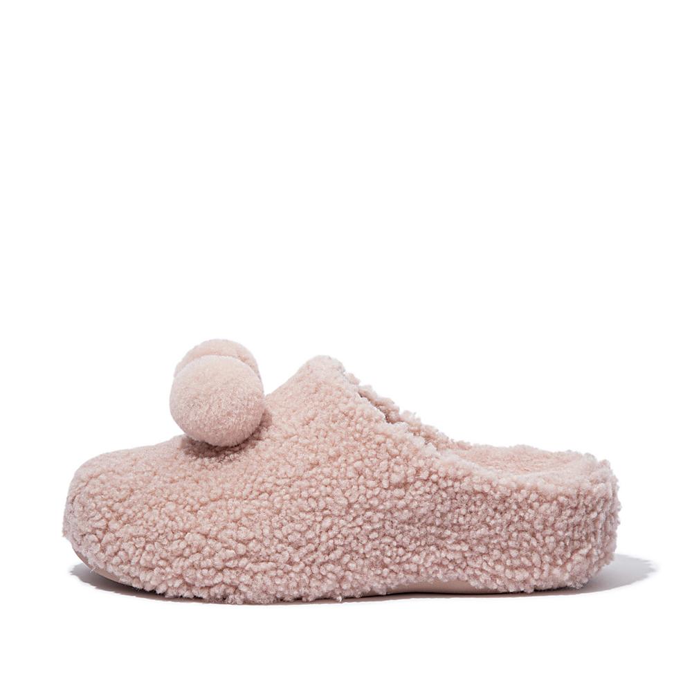 Chaussons Fitflop SHUV Pom-Pom Shearling Clog Femme Rose | SWU-327609