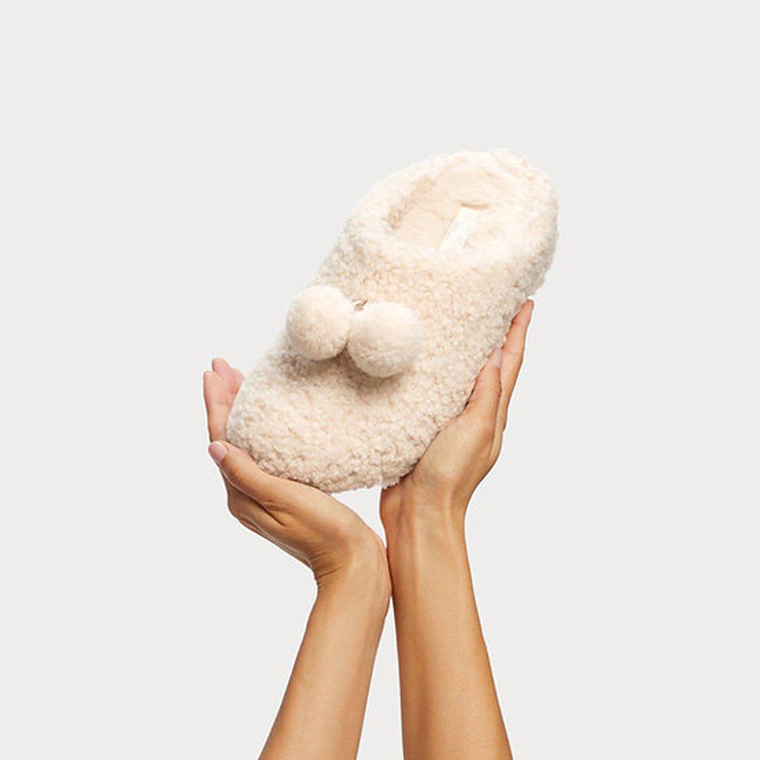 Chaussons Fitflop SHUV Pom-Pom Shearling Clog Femme Blanche | WOX-085264