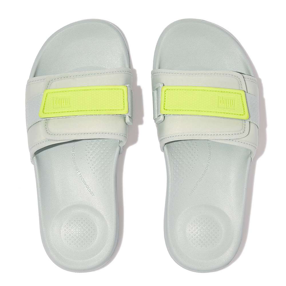 Claquette Fitflop IQUSHION Adjustable D'eau-Resistant Femme Bleu Jaune | IEX-296075