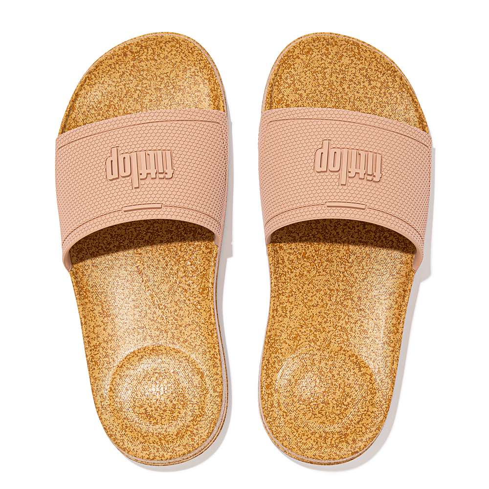 Claquette Fitflop IQUSHION Cork Print Slides Femme Beige | XRA-165038