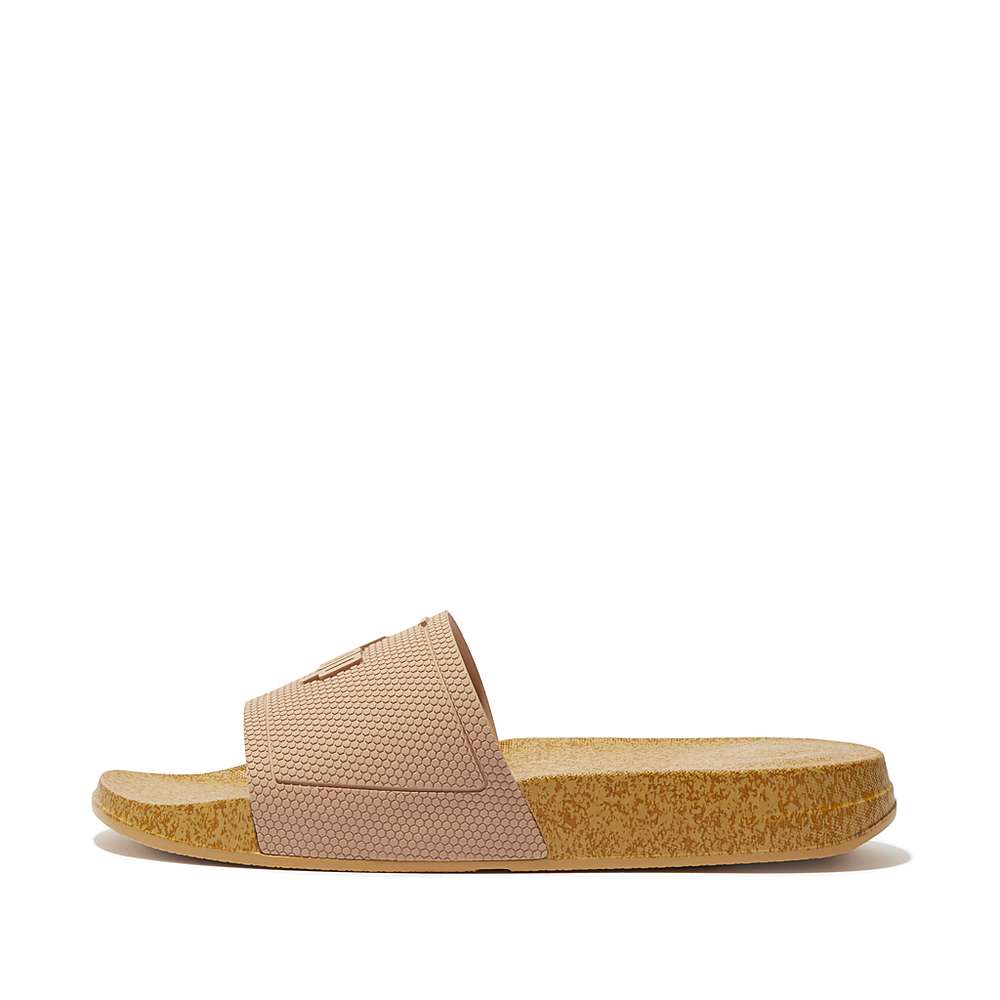 Claquette Fitflop IQUSHION Cork Print Slides Femme Beige | XRA-165038