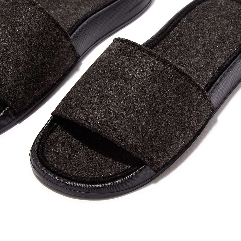 Claquette Fitflop IQUSHION E01 Felt Femme Noir | ZCJ-268403