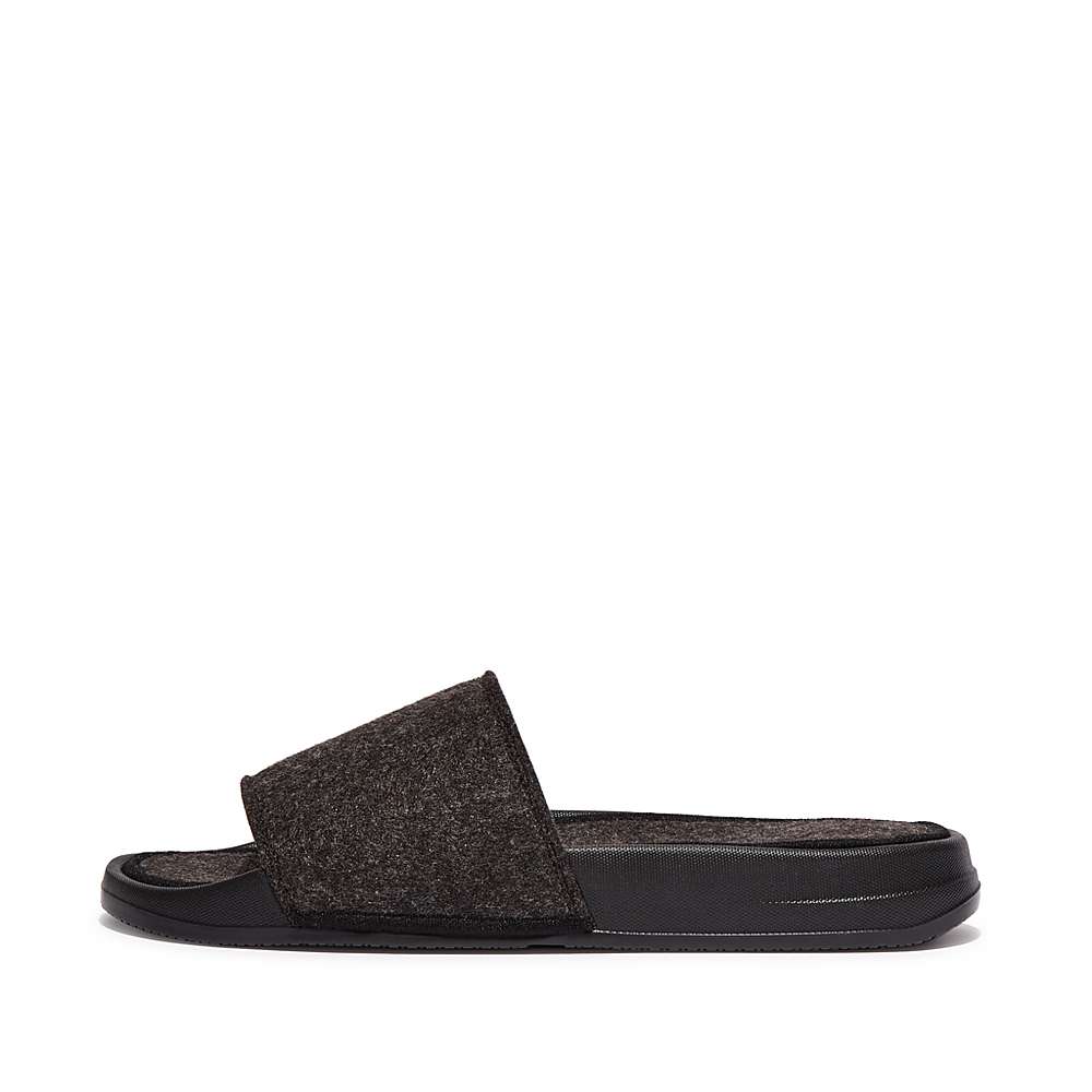 Claquette Fitflop IQUSHION E01 Felt Femme Noir | ZCJ-268403