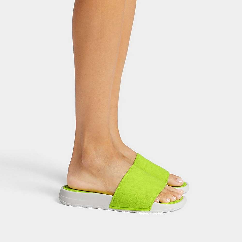 Claquette Fitflop IQUSHION E01 Neon Felt Femme Jaune | OFV-568019