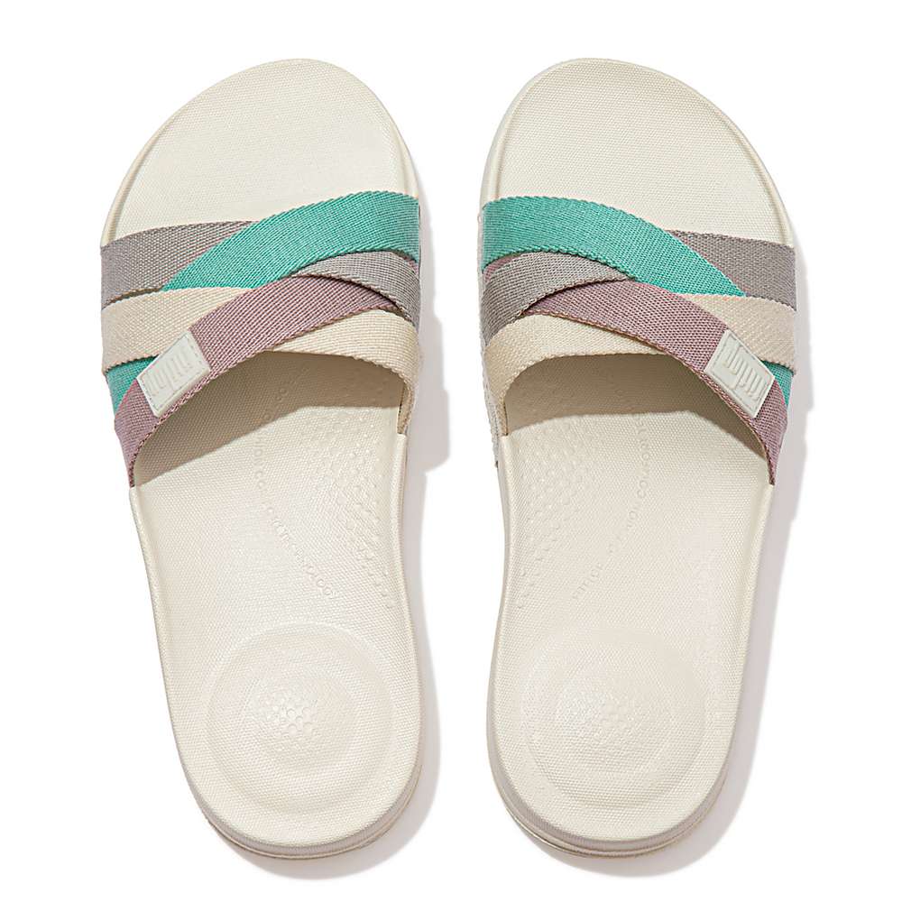 Claquette Fitflop IQUSHION Multi Strap Slides Femme Blanche | VGX-308267