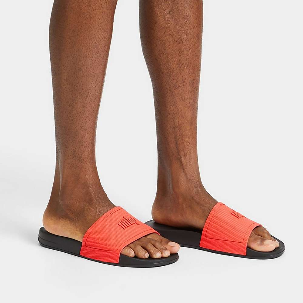 Claquette Fitflop IQUSHION Pool Homme Noir Orange | DPF-865179