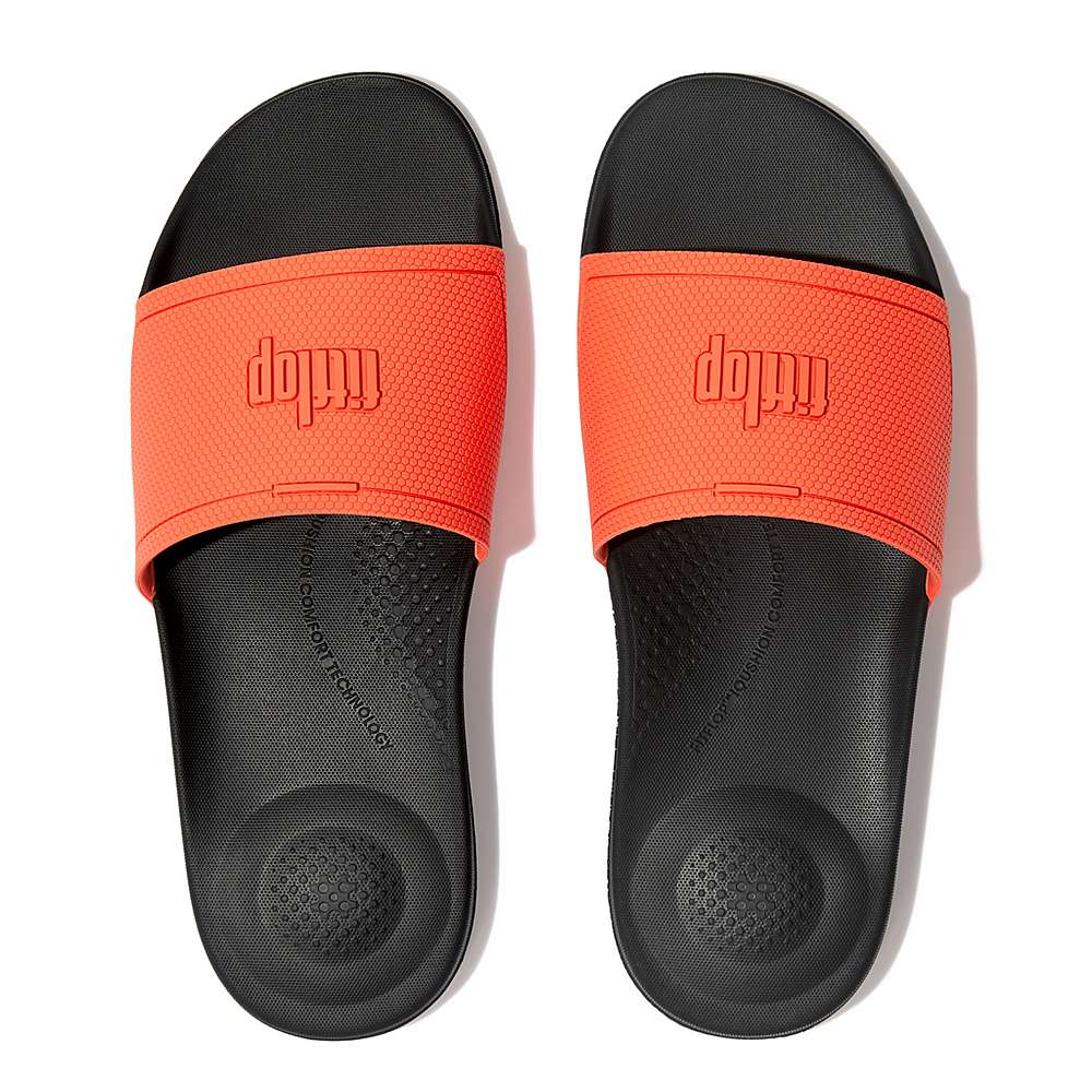 Claquette Fitflop IQUSHION Pool Homme Noir Orange | DPF-865179