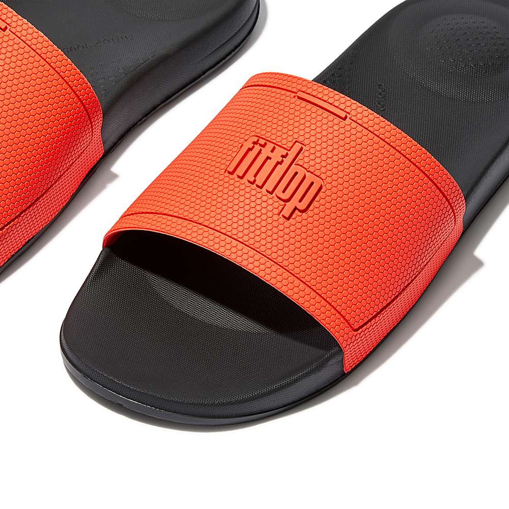 Claquette Fitflop IQUSHION Pool Homme Noir Orange | DPF-865179