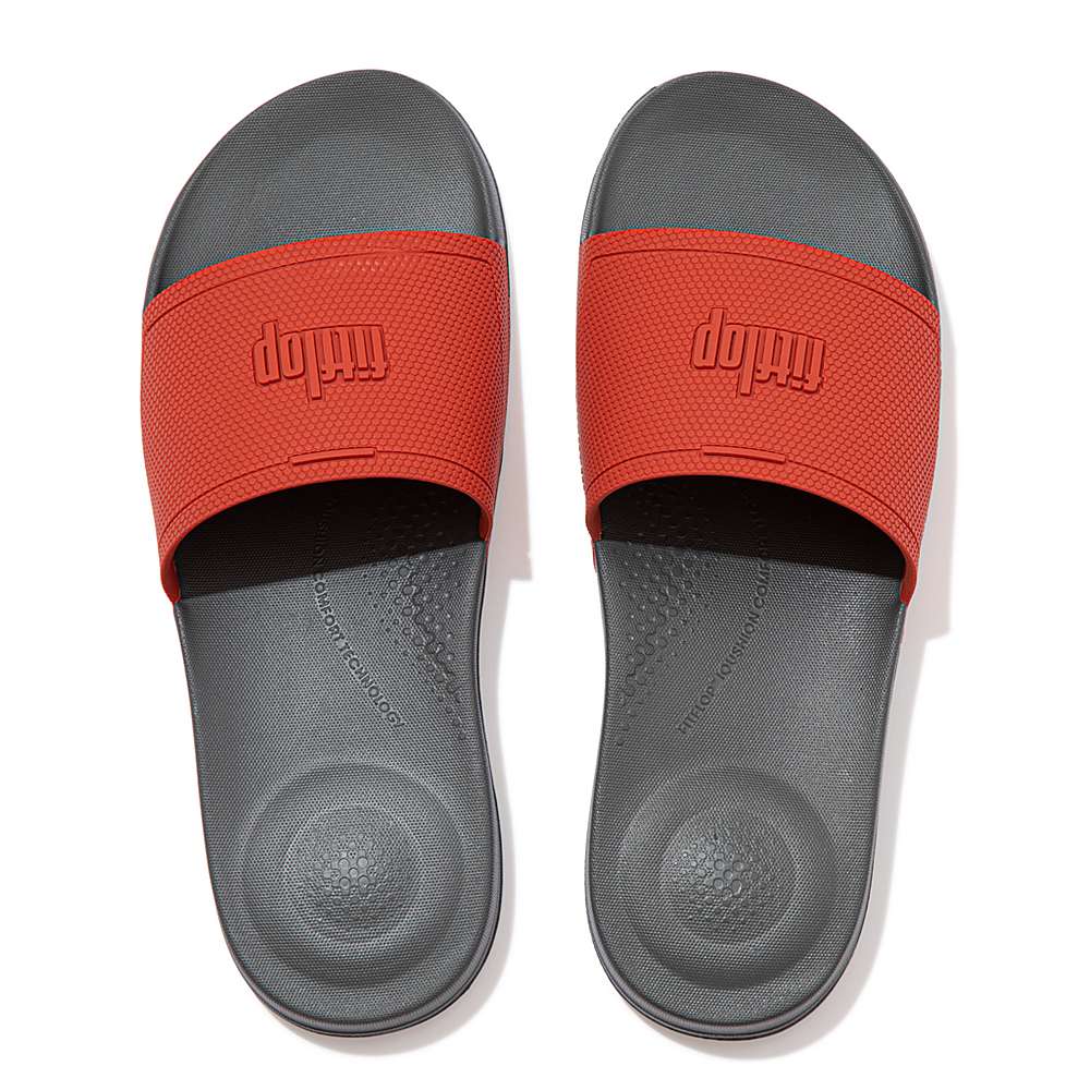 Claquette Fitflop IQUSHION Pool Homme Rouge Grise | MOY-436571