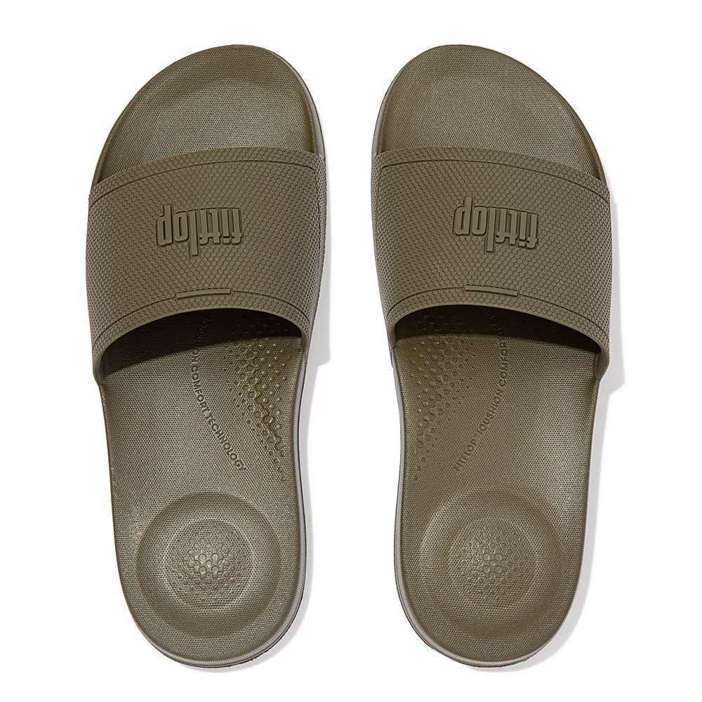 Claquette Fitflop IQUSHION Pool Homme Vert Olive | MON-108637