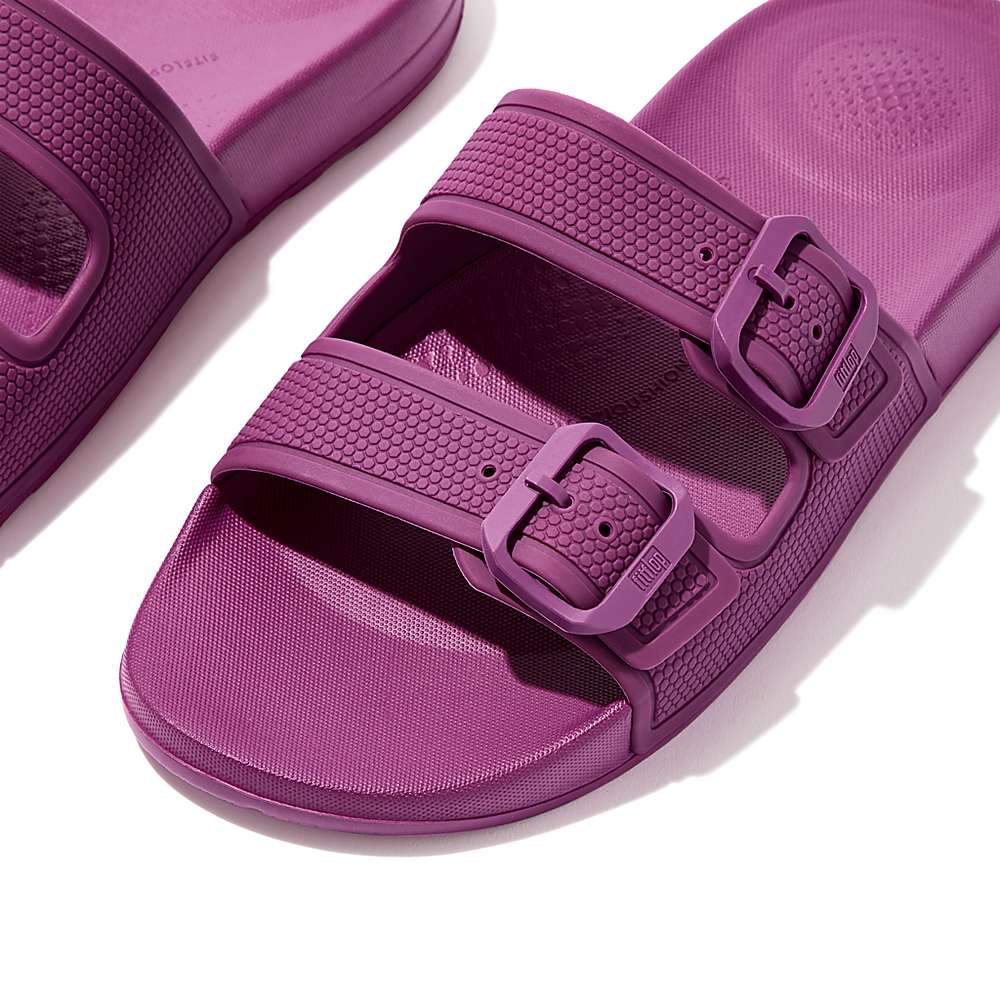 Claquette Fitflop IQUSHION Two-Bar Buckle Femme Violette | FWT-468129