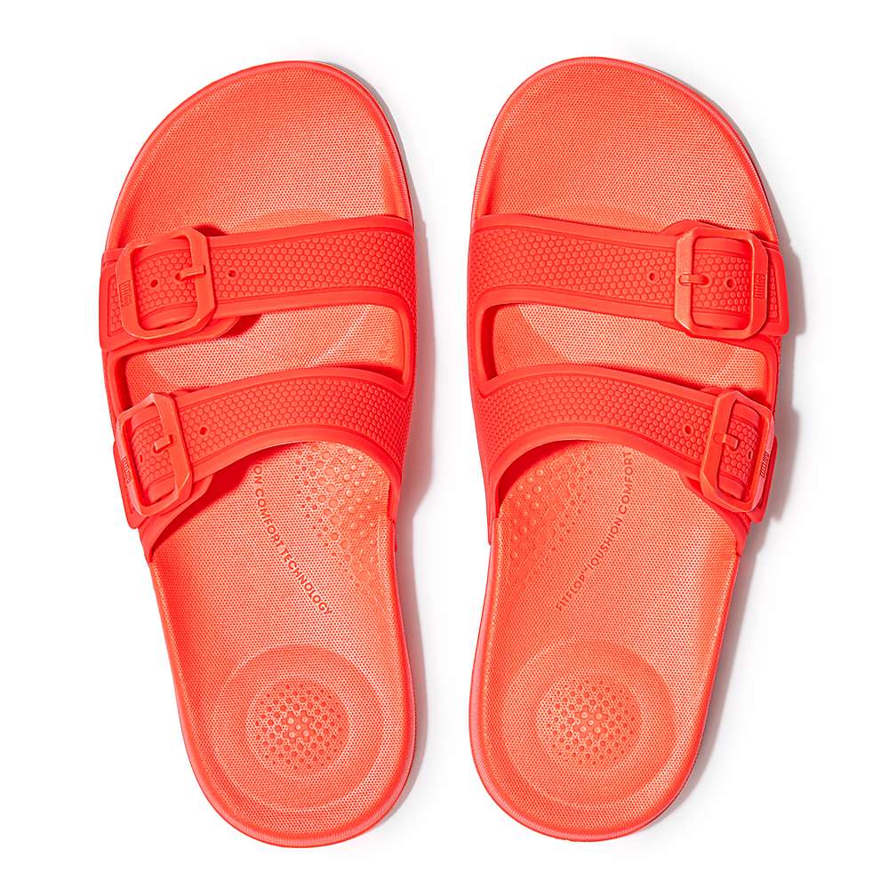 Claquette Fitflop IQUSHION Two-Bar Buckle Femme Orange | PHC-436218