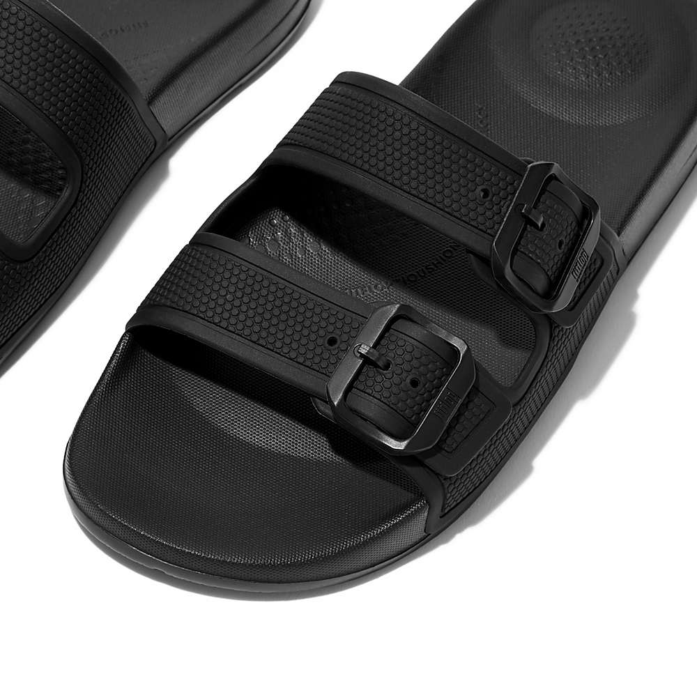 Claquette Fitflop IQUSHION Two-Bar Buckle Femme Noir | SZR-367182