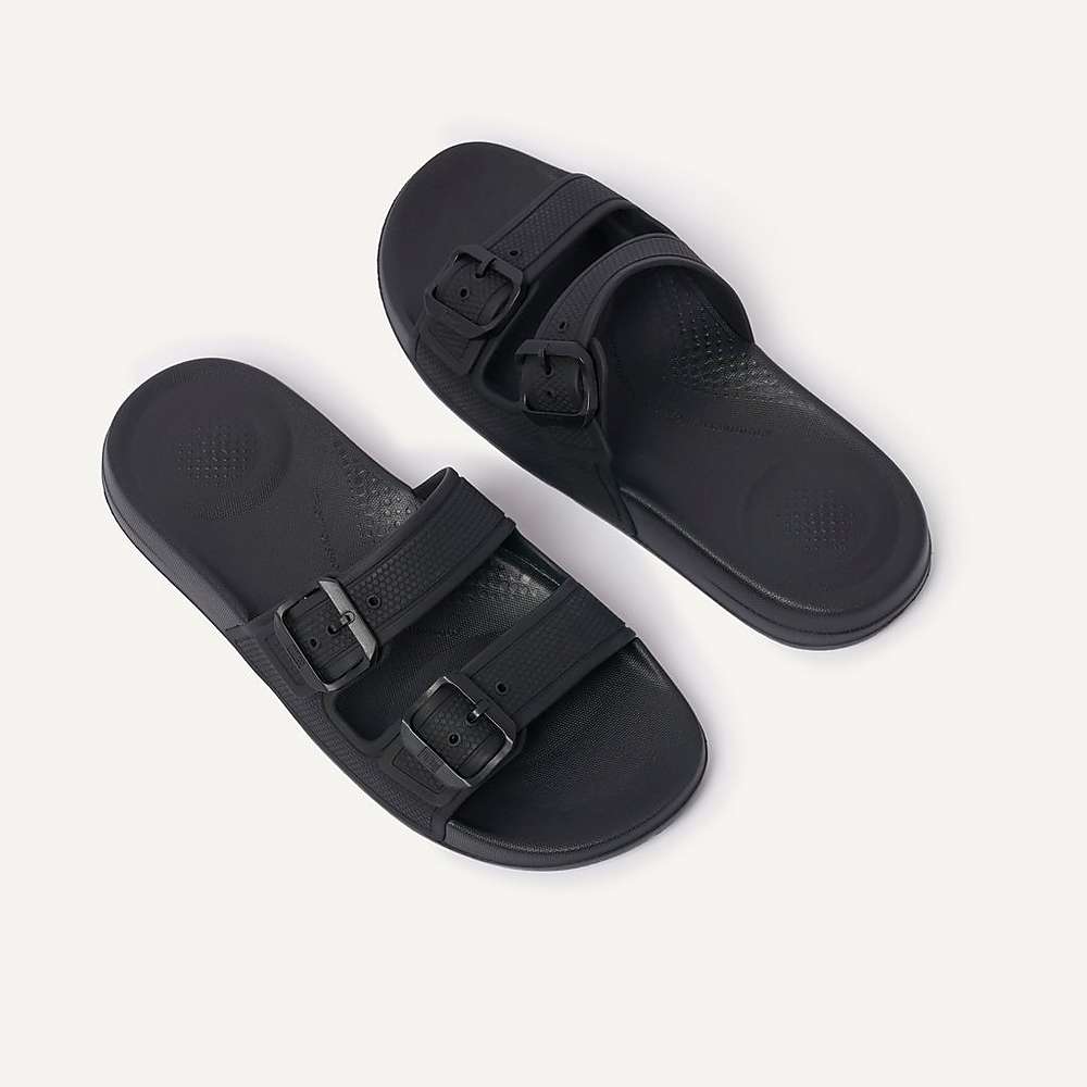 Claquette Fitflop IQUSHION Two-Bar Buckle Femme Noir | SZR-367182