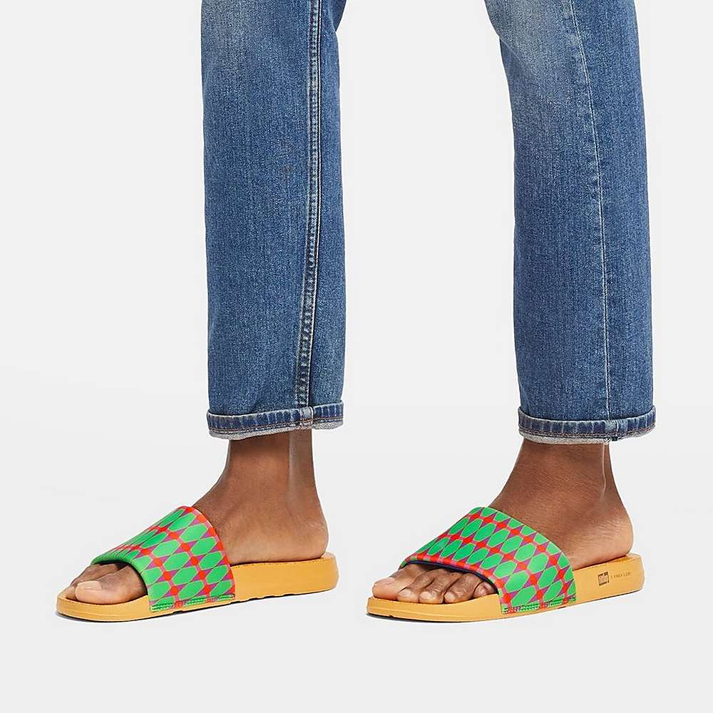 Claquette Fitflop IQUSHION X Yinka Ilori D'eau-Resistant Homme Vert Rouge | XDW-438265