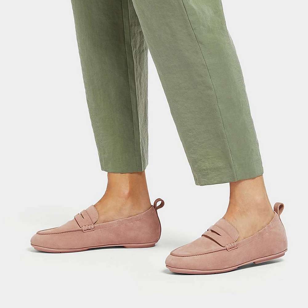 Loafers Fitflop ALLEGRO Suede Penny Femme Rose | EJH-056179