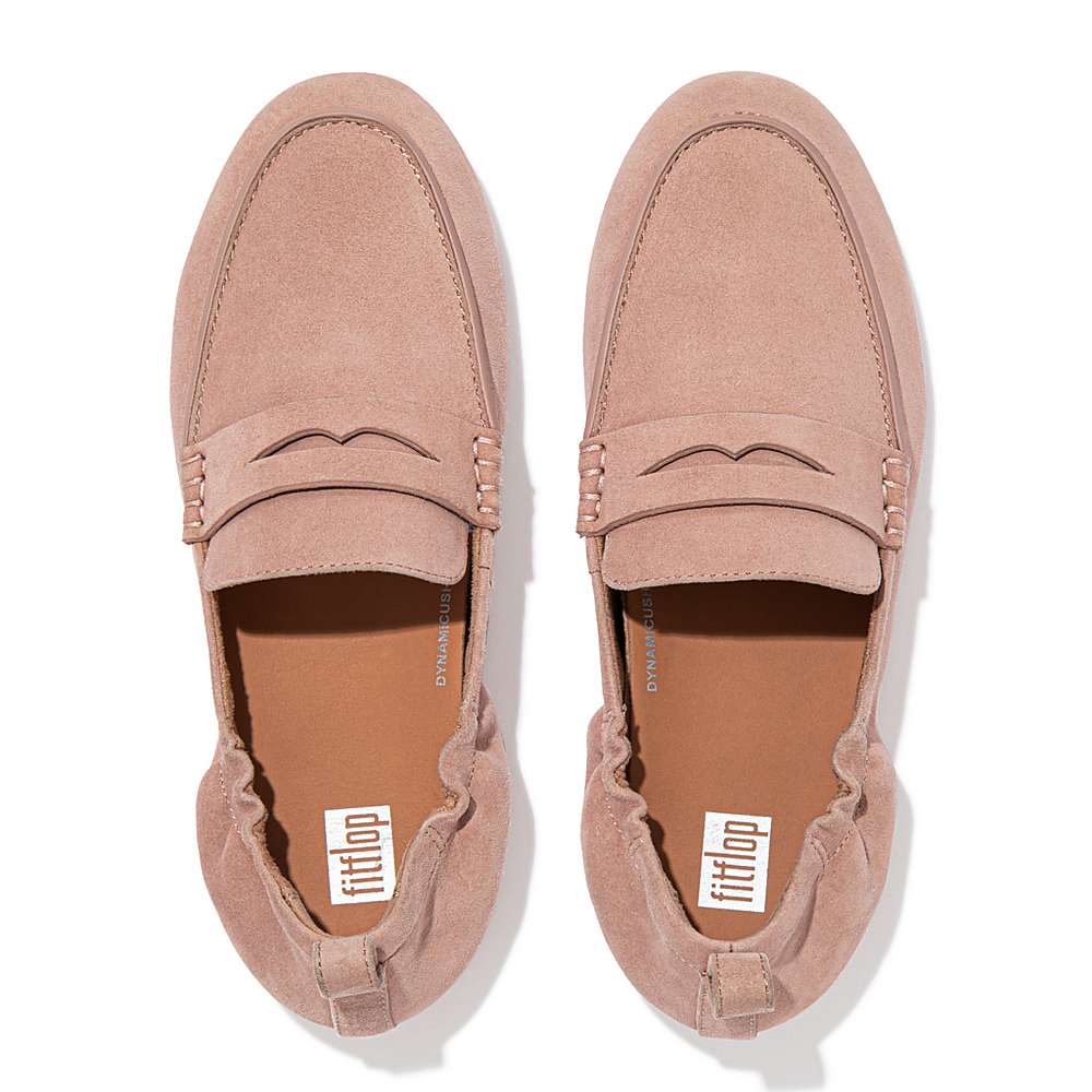 Loafers Fitflop ALLEGRO Suede Penny Femme Rose | EJH-056179