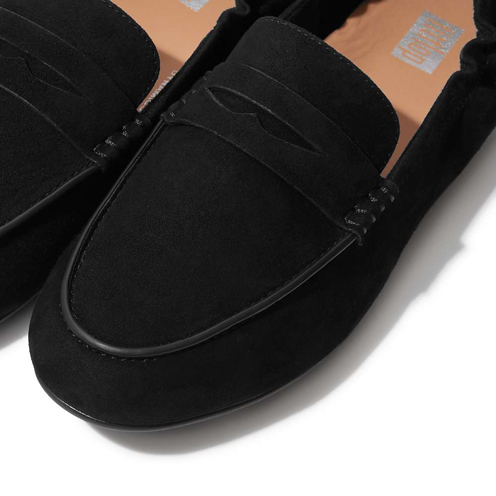 Loafers Fitflop ALLEGRO Suede Penny Femme Noir | XDA-249871