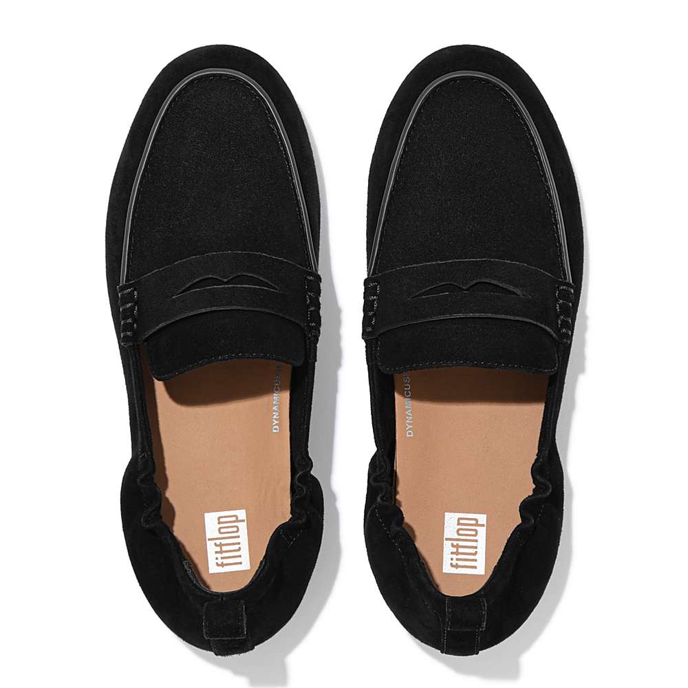 Loafers Fitflop ALLEGRO Suede Penny Femme Noir | XDA-249871