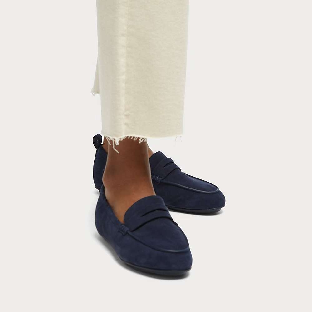 Loafers Fitflop ALLEGRO Suede Penny Femme Bleu Marine | XLP-743956