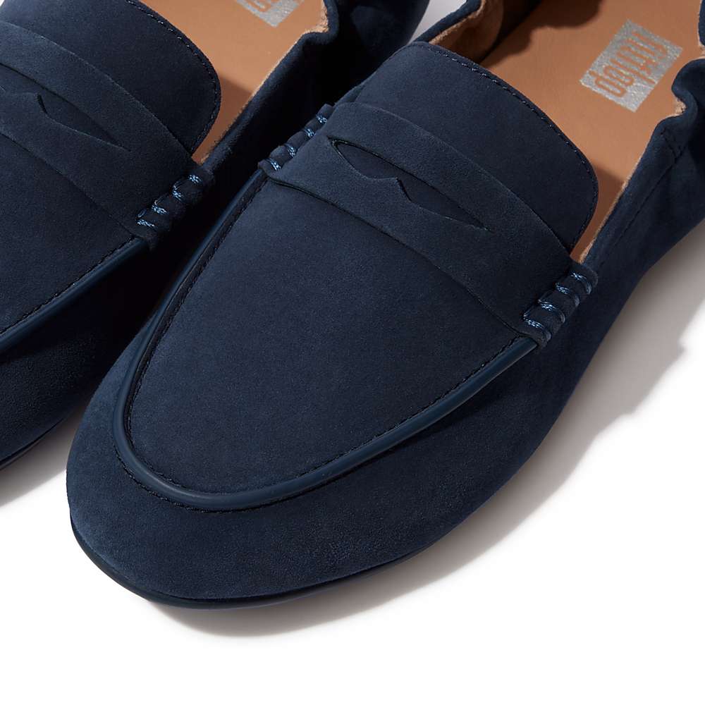 Loafers Fitflop ALLEGRO Suede Penny Femme Bleu Marine | XLP-743956