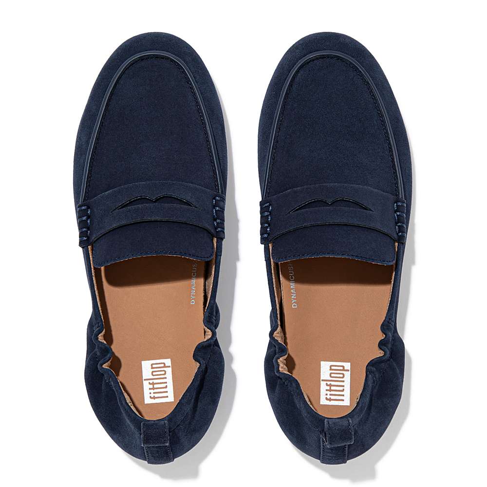 Loafers Fitflop ALLEGRO Suede Penny Femme Bleu Marine | XLP-743956