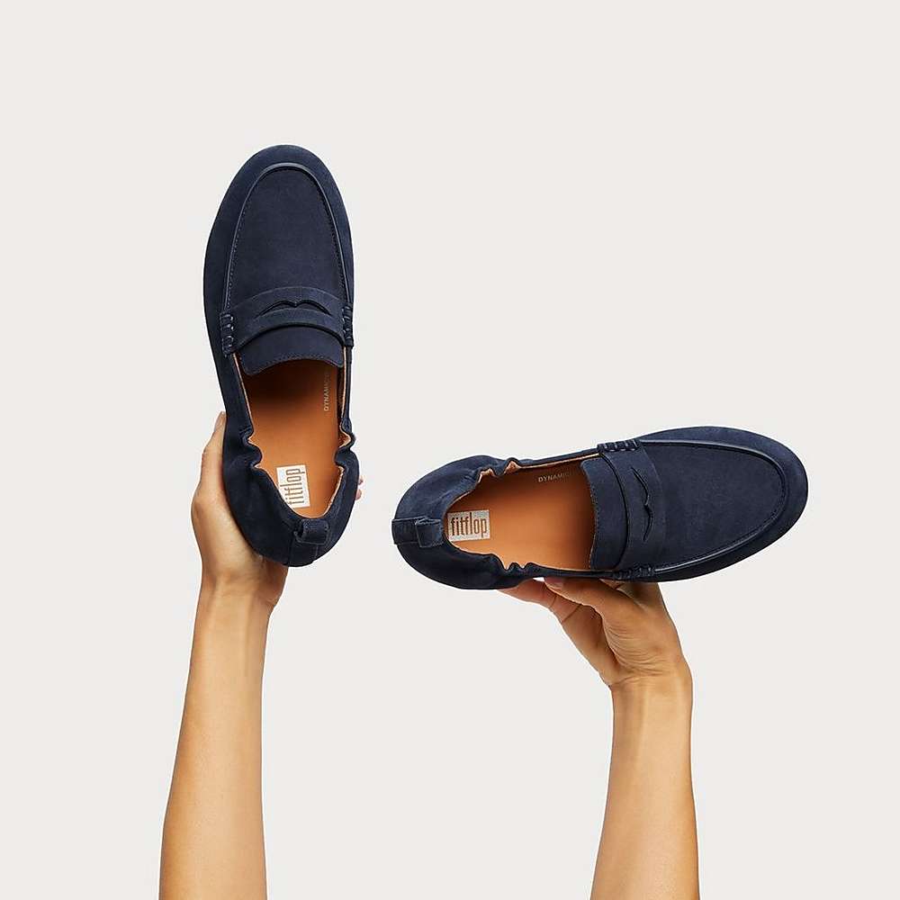 Loafers Fitflop ALLEGRO Suede Penny Femme Bleu Marine | XLP-743956