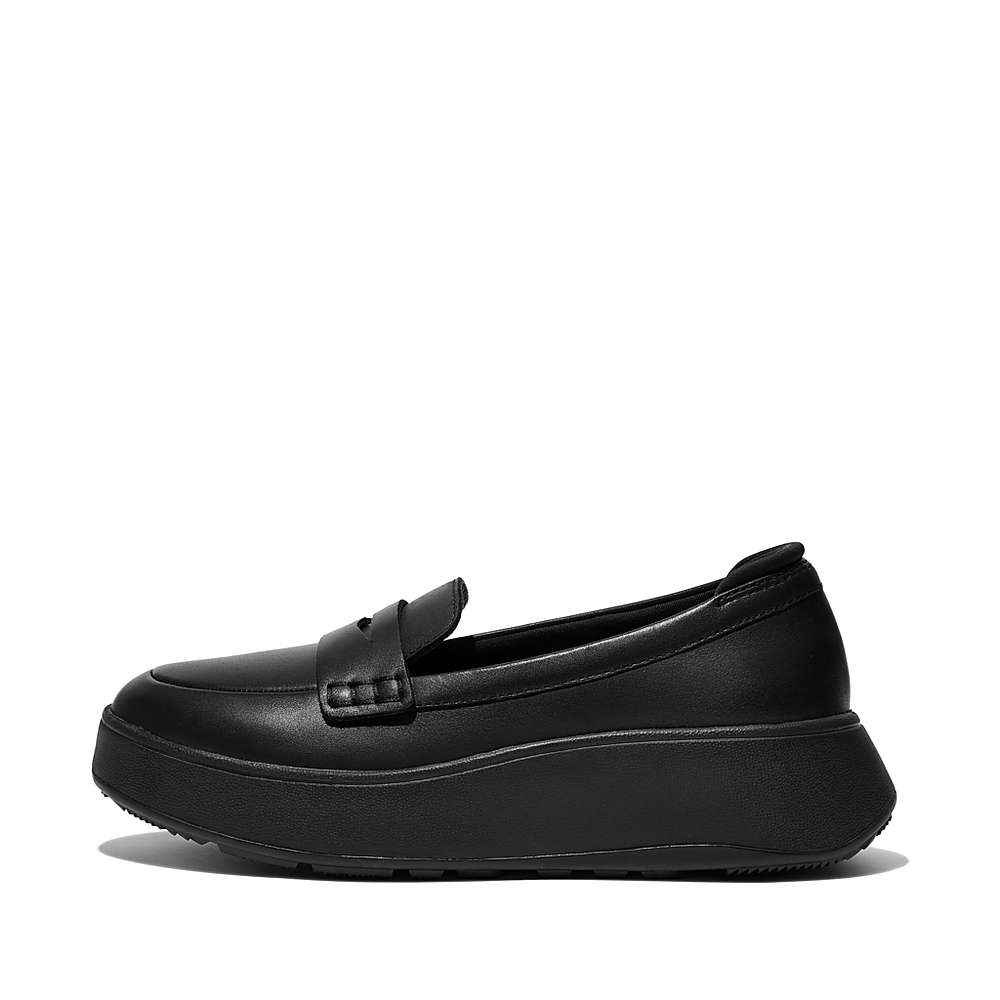 Loafers Fitflop F-MODE Leather Flatform Penny Femme Noir | FWL-231879