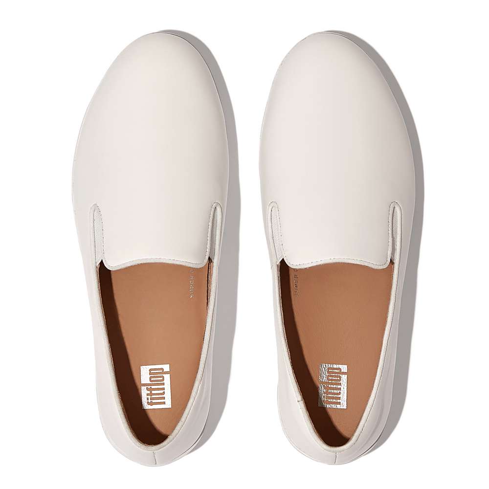 Loafers Fitflop SUPERSKATE Leather Femme Blanche | HRN-693812